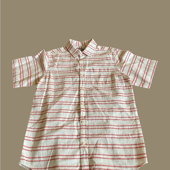 Youth First Wave Button Down Shirt size 14 16 White Red striped linen cotton - Picture 2 of 7